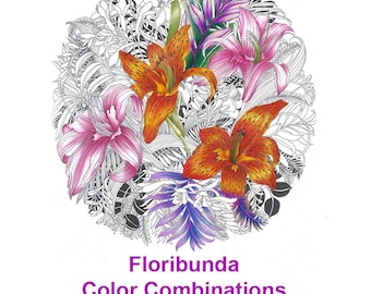 Color Combinations - Color By Number - How To Pick Colors For The Lila Duly Floribunda Calendar Coloring Book Page For Adults Step By Step