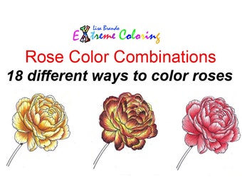 Rose Color Combinations - 18 Different Ways To Color Roses With Prismacolor Names & Numbers Lisa Brando Extreme Coloring