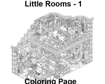 Little Tiny Rooms Coloring Page For Adults