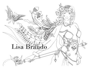 Bella Hand Drawn Fantasy Character By Lisa Brando Download Printable 8 1/2 x 11 330 resolution