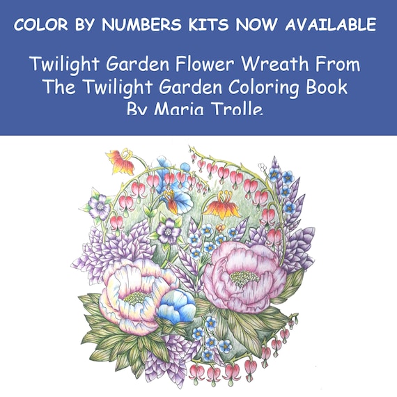Twilight Garden Flower Wreath Color By Numbers Kit Color Etsy