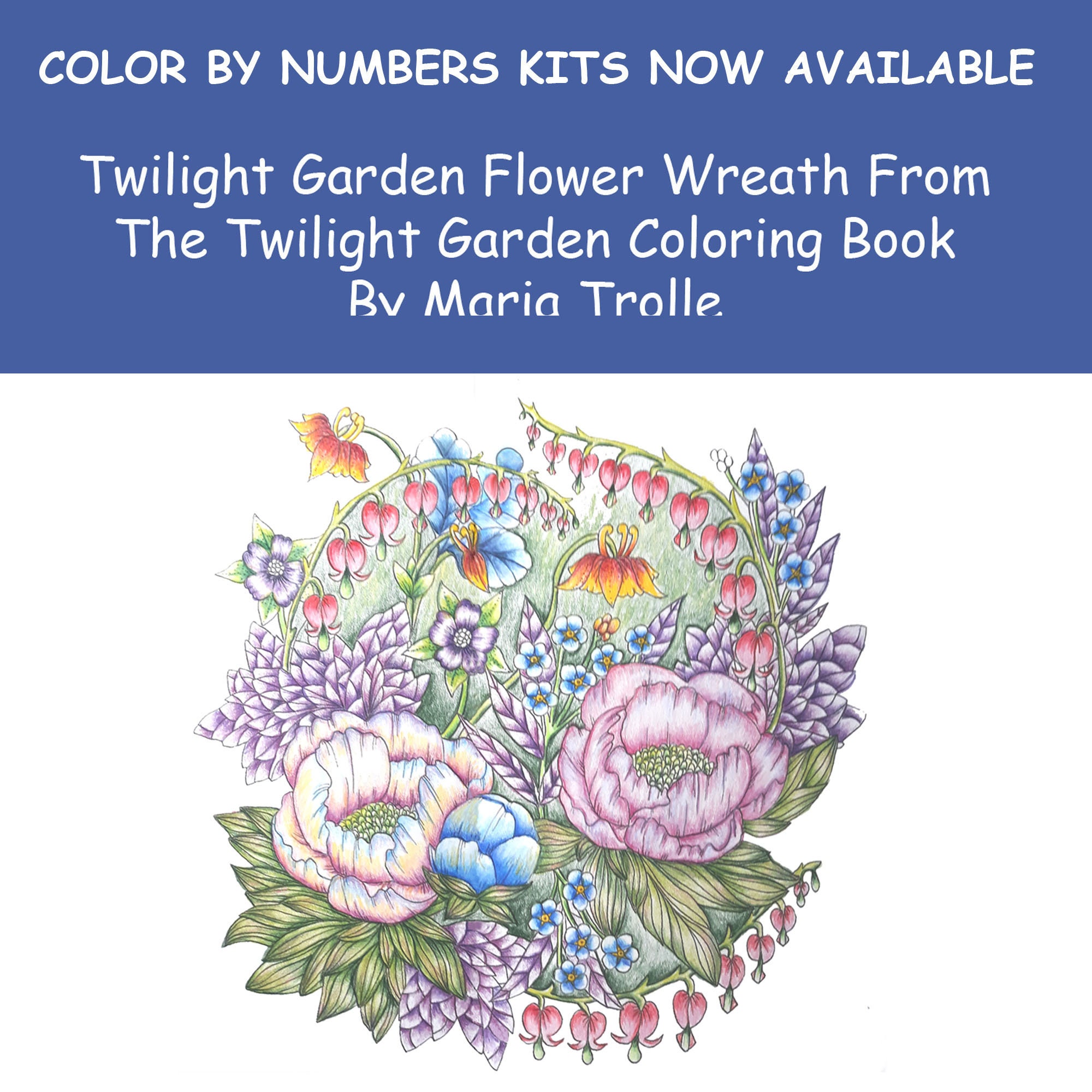 Download Twilight Garden Flower Wreath Color By Numbers Kit Color Etsy