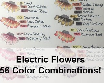 56 Electric Flower Combinations With Blank Coloring Template / Worksheet Adult Coloring Book Color Companion Lisa Brando Extreme Coloring