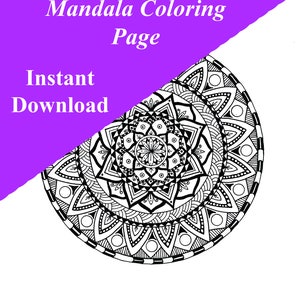 Adult Mandala Coloring Page and Wall Art Print For Anxiety and Stress Relief Printable Download By Lisas Secret Garden