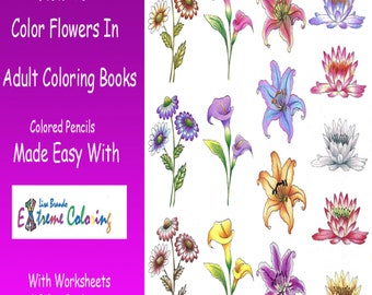 Comment colorier les fleurs dans les livres de coloriage pour adultes - Feuilles de travail