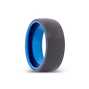 Black Tungsten Ring | Blue Tungsten Ring | Men&#39;s Tungsten Band | Black Tungsten Band | Rings for Men | Personalized Ring | Engraved Ring