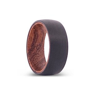 Tungsten Ring Black | Bocote Wood Tungsten Wedding Band | Mens Wedding Ring | Wood Ring | Tungsten Carbide | Promise Ring for Men | His Gift