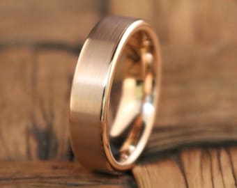 Rose Gold Tungsten,Mens Wedding Band,Tungsten Ring,Wedding Rings,Comfort Fit,Men & Women Ring,Engagement Ring,Promise Ring,Tungsten Band