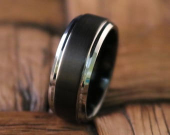 Fede nuziale in carburo di tungsteno nero - Anelli