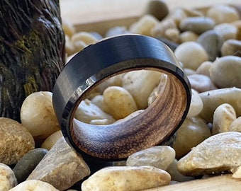 Wood Wedding Band | Zebra Wooden Ring, Mens Wood Ring, Promise Ring, Engagement Rings Men, Alternative Ring, Wedding Ring, Tungsten Carbide