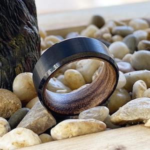 Wood Wedding Band | Zebra Wooden Ring, Mens Wood Ring, Promise Ring, Engagement Rings Men, Alternative Ring, Wedding Ring, Tungsten Carbide