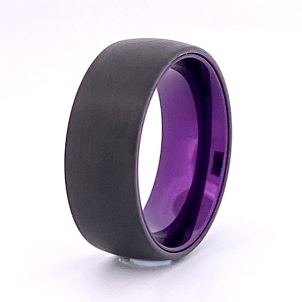 Black Tungsten Ring | Men's Wedding Band | Purple Tungsten | Gift for Him | Black Tungsten | Men's Tungsten Band | Personalized Ring