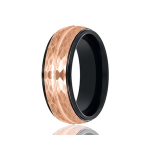 Rose Gold Tungsten, Black Wedding Band, Tungsten Ring,Tungsten Carbide, Wedding Ring, Engagement Band, Promise Ring, Rose Black Ring