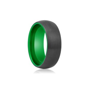 Wolframring für Männer, 8 mm schwarzer Wolframring mit gebürsteter Oberfläche, personalisierter Ring mit Gravur, Comfort Fit