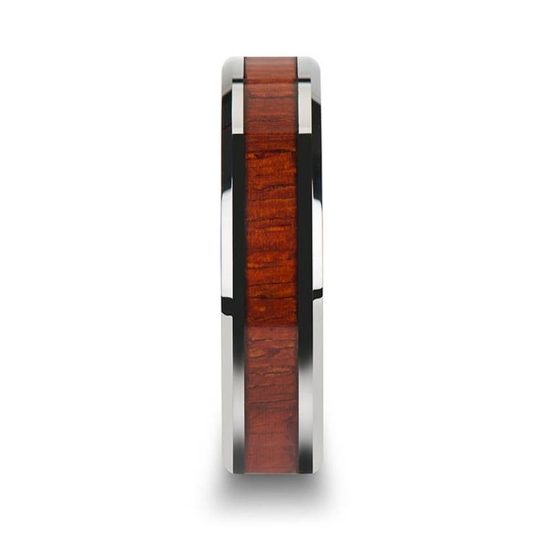 Tungsten Wood Ring Mens Tungsten Ring Padauk Real Wood 8mm Polished Finish 6mm Tungsten Wedding Band 10mm Tungsten Wedding Ring