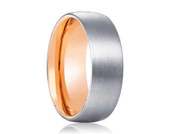 Tungsten Ring, Men&#39;s Wedding Band, Rose Gold Ring, Tungsten Rings for Men, Tungsten Band, Men&#39;s Wedding Ring, Personalized Ring, Mens Ring