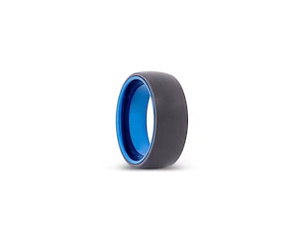 Black Tungsten Ring | Blue Tungsten Ring | Men's Tungsten Band | Black Tungsten Band | Rings for Men | Personalized Ring | Engraved Ring
