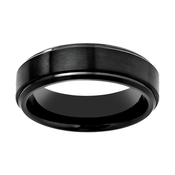 タングステン結婚式バンドリング9 mmメンズレディースブラック& 18 KローズゴールドメッキセンターラインパイプカットBrushed Polished　並行輸入品 指輪 リング タングステン 黒 ブラック 赤 レッド 青 ブルー オバール