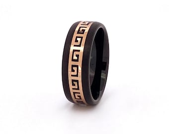 Tungsten Wedding Band for Men, 8mm Black Mens Tungsten Ring, Personalized Engraved Ring, Comfort Fit