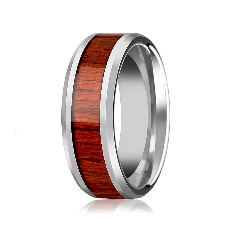 Tungsten Wood Ring Mens Tungsten Ring Padauk Real Wood 8mm Polished Finish 6mm Tungsten Wedding Band 10mm Tungsten Wedding Ring