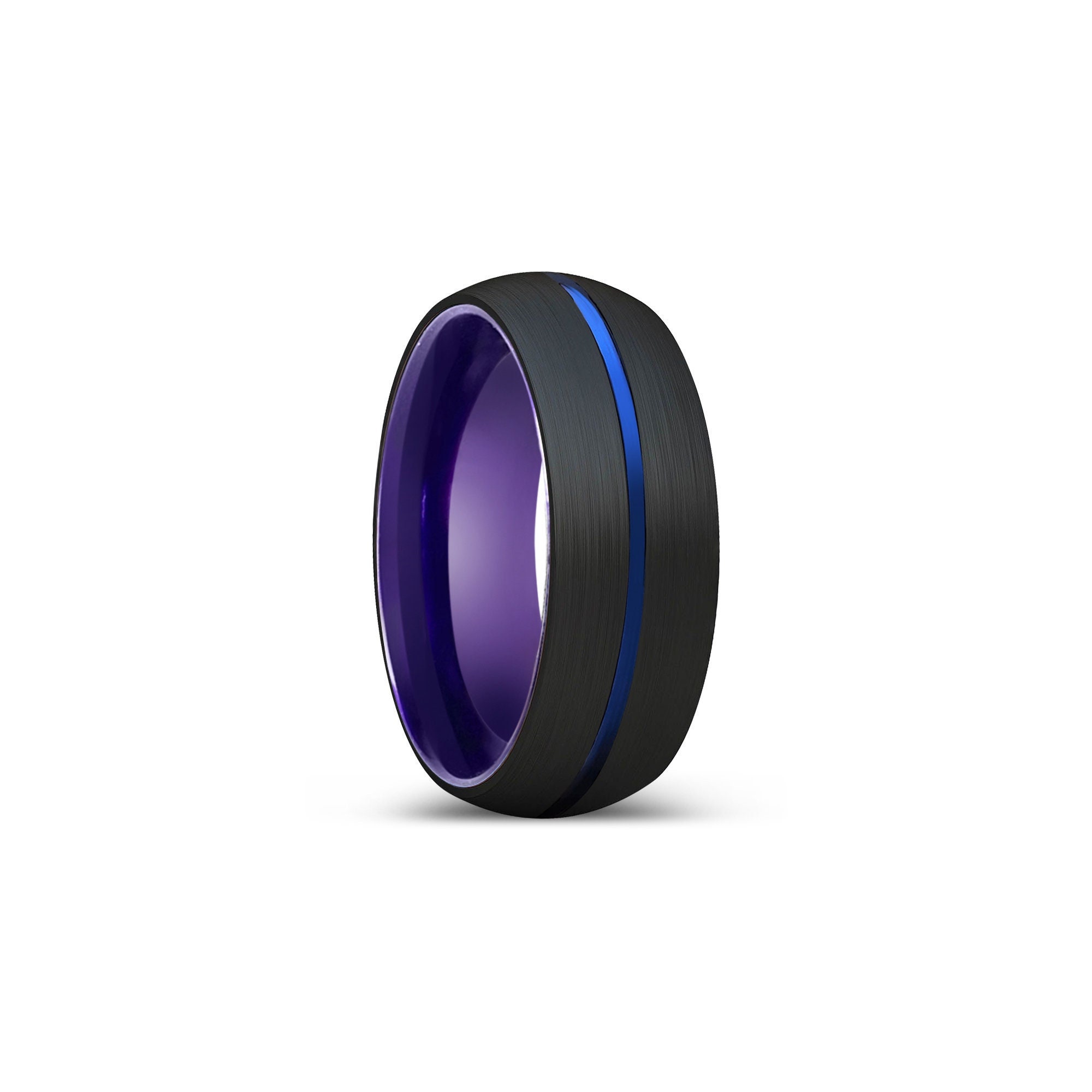 Tungsten Carbide Rings with Light Purple Abalone Shell Inlay 8mm Mens Black  Wedding Ring Band Engagement Ring with Blue Guitar String Dome Style -  Walmart.com