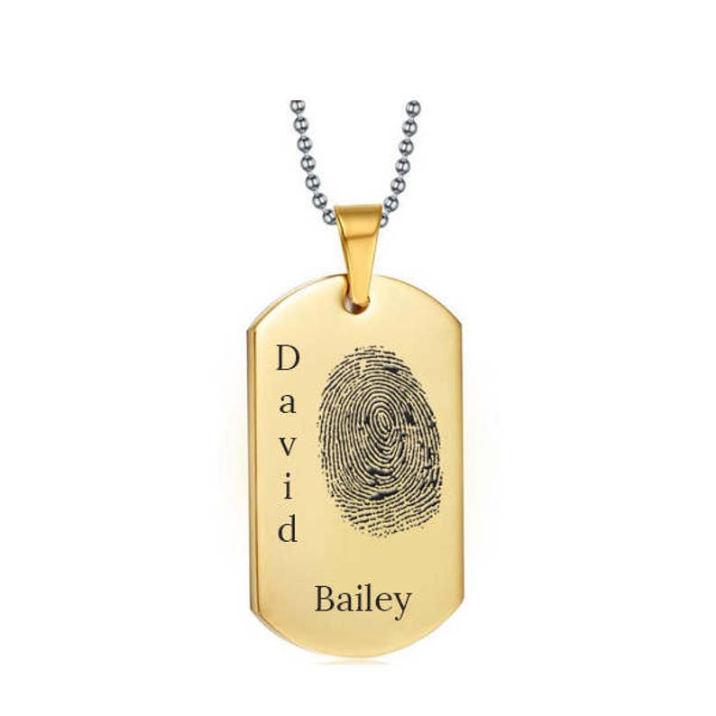 Personalized Fingerprint Dog Tag W/ Double Name Laser Etsy