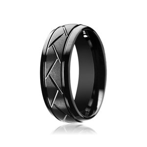 Black Tungsten Wedding Band, Tungsten Ring, Mens Wedding Ring, Personalized Tungsten Ring, 8mm Mens Wedding Band, Brushed Mens Ring