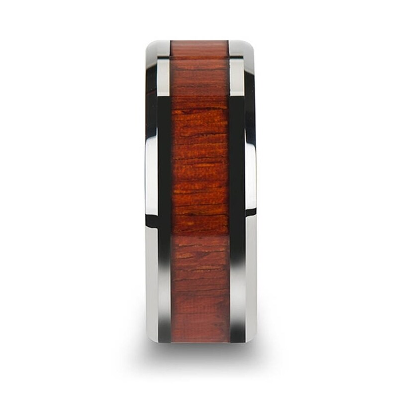 Tungsten Wood Ring Mens Tungsten Ring Padauk Real Wood 8mm Polished Finish 6mm Tungsten Wedding Band 10mm Tungsten Wedding Ring