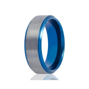 GUNMETAL,Tungsten Wedding Band,Blue Ring, Tungsten Band,Tungsten Carbide, Wedding Ring, Engagement Ring, Promise Ring, Couples Wedding Ring