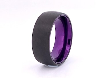 Black Tungsten Ring | Men's Wedding Band | Purple Tungsten | Gift for Him | Black Tungsten | Men's Tungsten Band | Personalized Ring