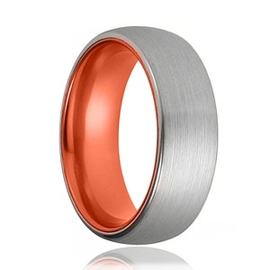 Orange Tungsten Ring Mens Wedding Band Atomic Orange 4mm, 6mm, 8mm ...