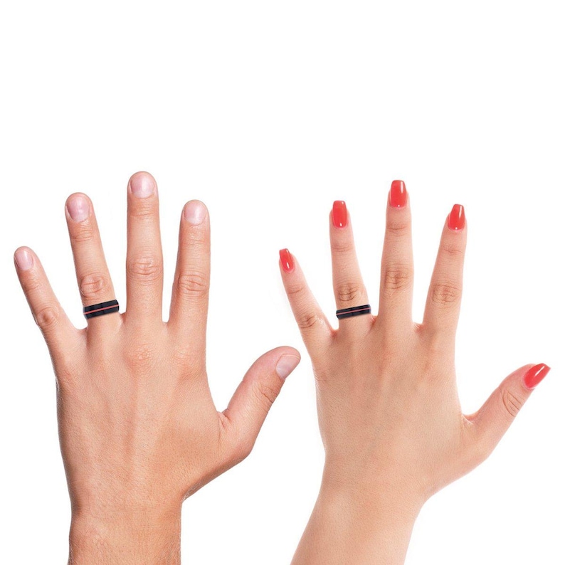 DEMON Red Ring, Black Tungsten Ring, Red Groove, Domed - Etsy