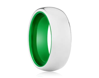 Fede nuziale in tungsteno da uomo, anello in tungsteno argento da 8 mm, anello personalizzato con incisione, vestibilità comoda.
