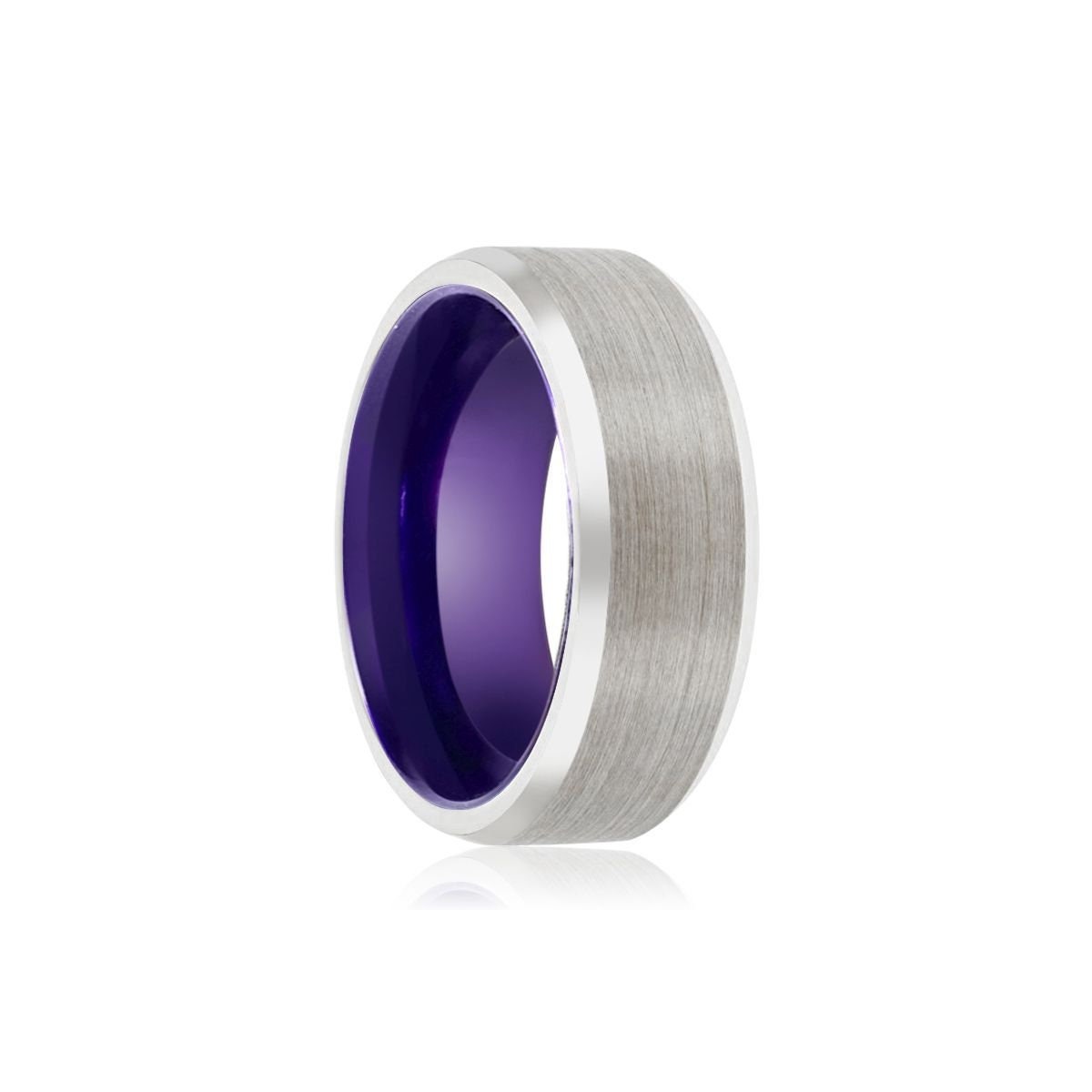 LISIANTHUS Tungsten Ring Purple Inside Mens Wedding Band