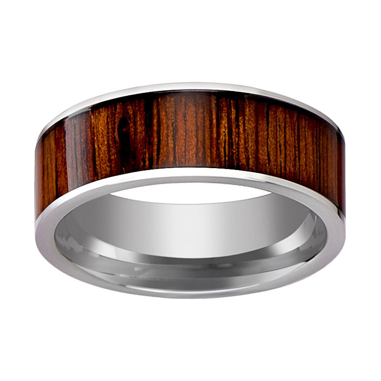 Tungsten Wood Ring Rare Koa Wood Inlay Tungsten Wedding Etsy