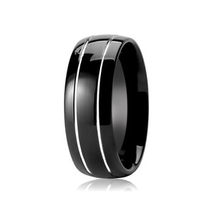 Anel de tungstênio, anel de casamento preto, aliança de casamento masculina, anel de noivado, anel de compromisso, anéis para homens, anéis para mulheres, alianças de casamento