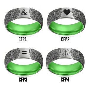 Tungsten Wedding Band for Men, 6-8mm Silver Mens Tungsten Ring Fingerprint, Personalized Engraved Ring, Comfort Fit image 2