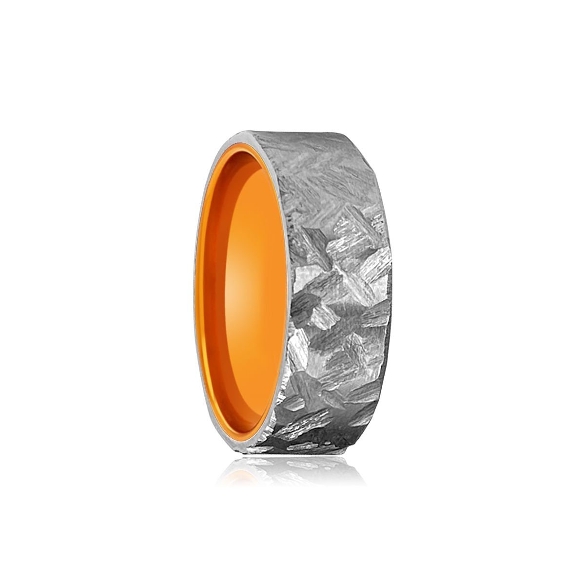 CITRUS Titanium Ring Orange Inside Titanium Band Mens Titanium Wedding Band Hammered Titanium Light Weight Ring Personalized Ring