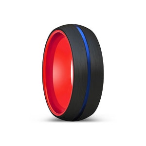 Red Tungsten Ring, Men&#39;s Tungsten Wedding Band, Men&#39;s Black Wedding Band, Black Tungsten Ring, Tungsten, Tungsten Band, Personalized Ring