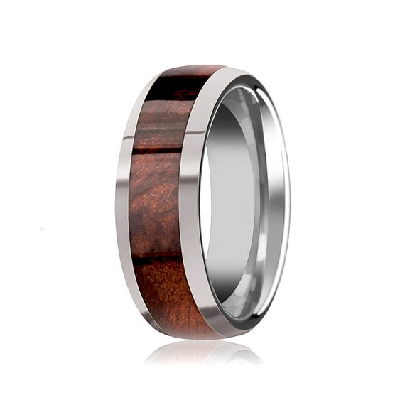 FREE Shipping 4mm Black Tungsten Band with Redwood Inlay and CUSTOM INSIDE Engraving 4mm Black Tungsten Red Wood Wedding Ring Wood Ring