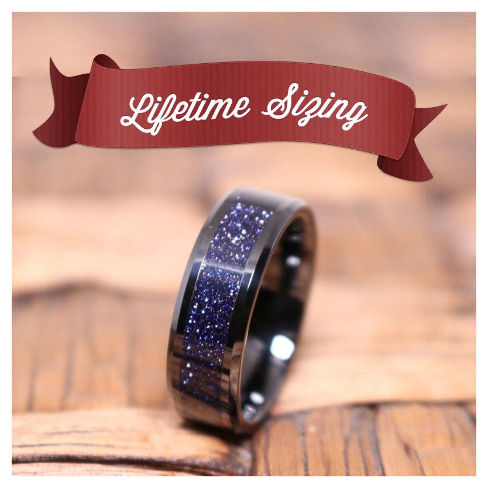 Black Ceramic Ring Purple Goldstone Inlay Ceramic Wedding Etsy