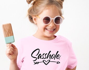 Sasshole® Pink Toddler Girls Tshirt, Funny Shirts, Birthday Gifts, Gift for Her, Graphic Tees