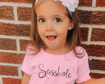 Sasshole® Pink Toddler Girls Tshirt, Funny Shirts, Birthday Gifts, Gift for Her, Graphic Tees