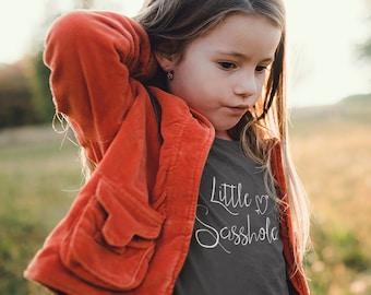 Little Sasshole™ Dark Grey Heather Toddler Graphic Tees, Gift for Her, Birthday Gifts, Cute Tshirts, Kids Clothes