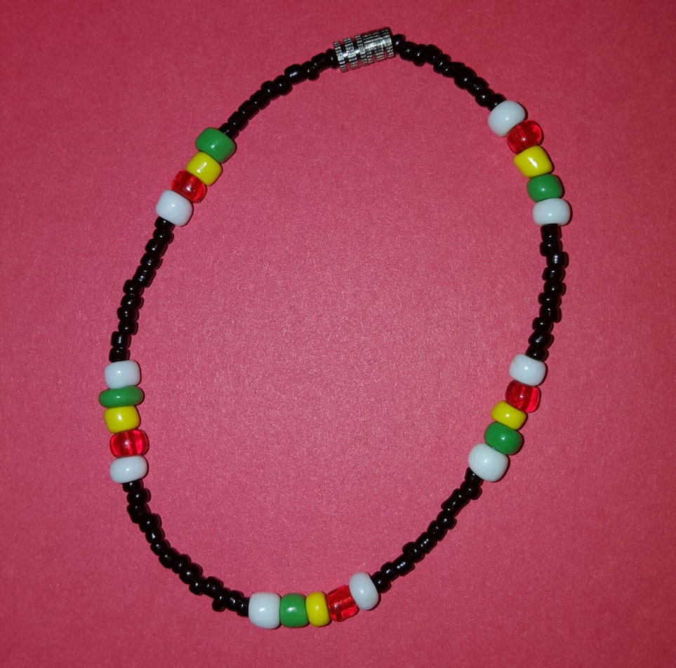 Anklets Rasta Beaded Bracelets/anklets, Rasta Anklet, Red Green and Gold Bracelet ...