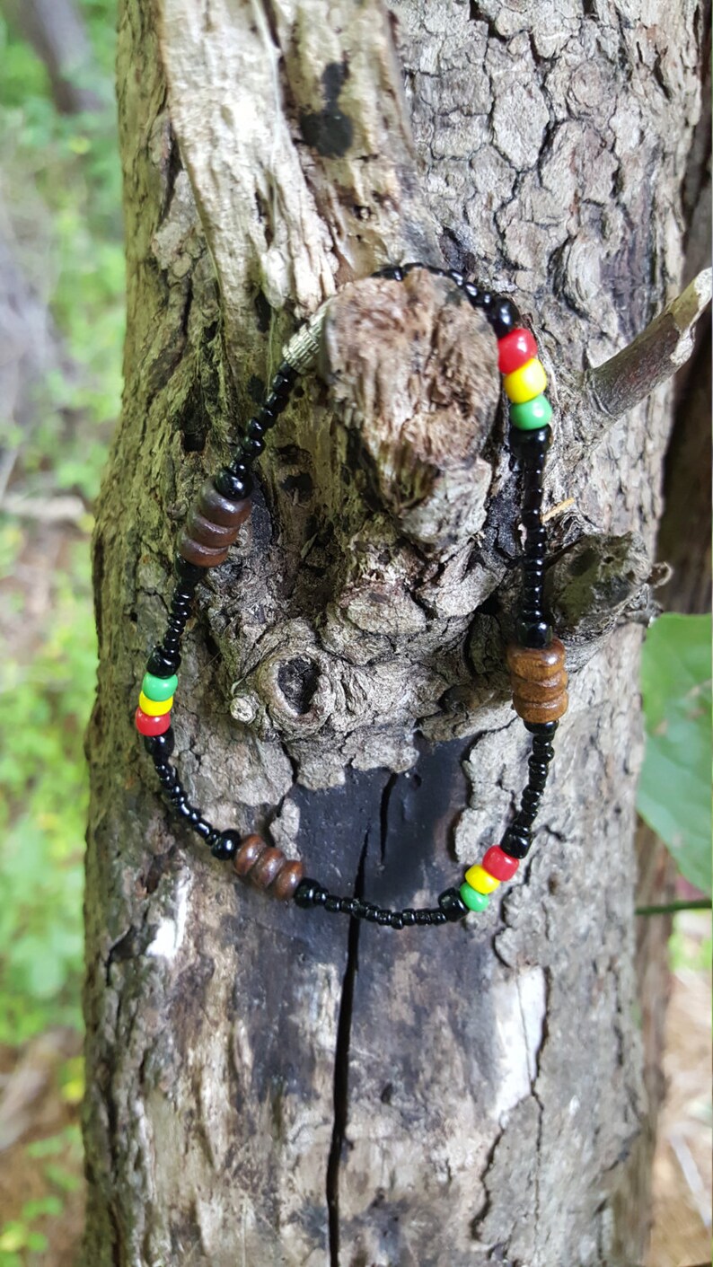 Anklets Rasta Beaded Bracelets/anklets, Rasta Anklet, Red Green and Gold Bracelet ...