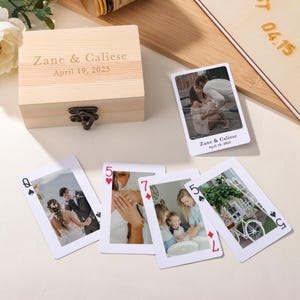 Jeu de cartes de poker personnalisé de 54 avec boîte, cartes à jouer photo personnalisées, cadeau de mariage unique, alternative à l’album de mariage