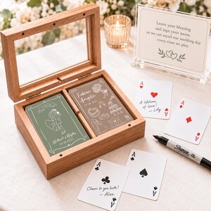 Libro de firmas personalizado para bodas, alternativo a los libros de invitados, cartas de juego ilustradas