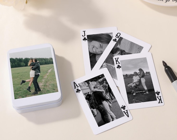 Jeu de cartes à jouer personnalisé pour anniversaire, cartes de poker avec Photo de mariage, cartes à jouer avec Photos de Couple avec boîte