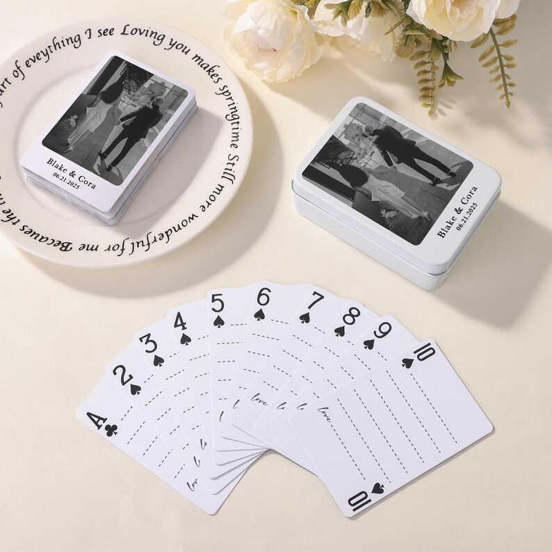 Custom Blank Playing Cards, Personalized Photo Deck of Cards, Wedding